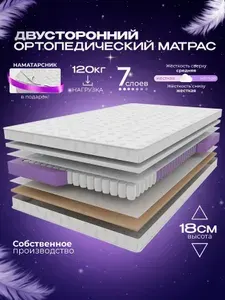 Ортопедический пружинный односпальный детский матрас VITAFLEX Organic CSk 80х190 см, двусторонний, с кокосом, разной жесткости + Водонепроницаемый наматрасник