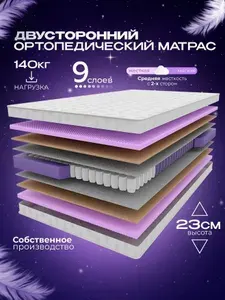 Ортопедический детский односпальный пружинный матрас VITAFLEX Medicine GSk 80х200 см, ППУ, с кокосом, двусторонний, средней жесткости, в рулоне