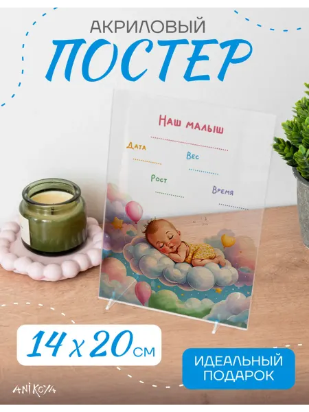 AniKoya Акриловый постер метрика для новорожденных