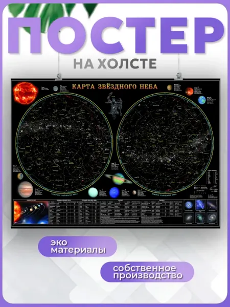 POSTERNAK Постер Карта звёздного неба солнечная система созвездия50х70