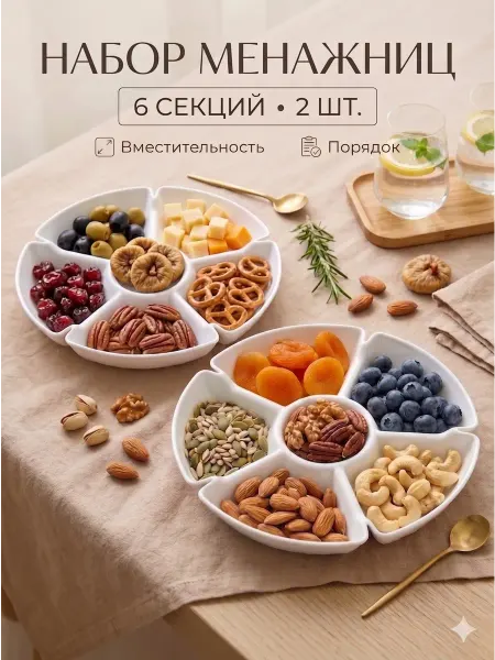 Менажница фруктовница пластиковая 2 шт