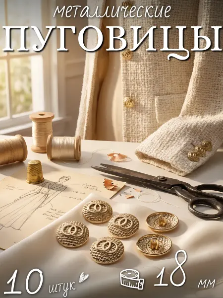 Мастерская вдохновения Пуговицы металлические для пальто и пиджака 18 мм