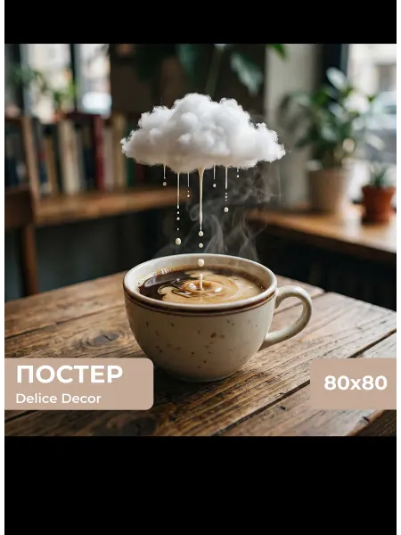DeliceDecor Постер Чашка кофе с молочным облаком 80х80
