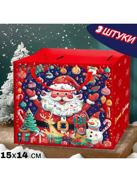Пчелка Поли Пакет подарочный Новый год 3 шт. 15*14 см