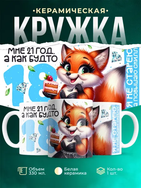 MADE_WITH_LOVE Кружка С днем рождения! Мне как будто 18, а не 21