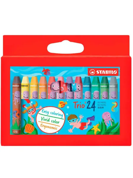 STABILO Масляная пастель Trio трехгранная, 24 цвета