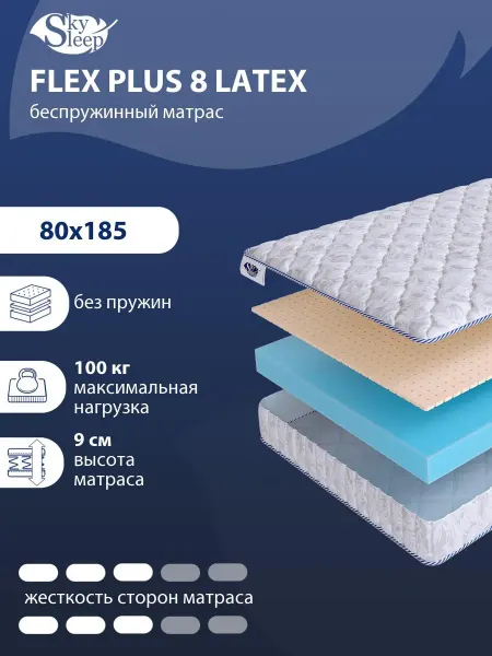 SkySleep Матрас 80x185 на кровать беспружинный ортопедический, рулон
