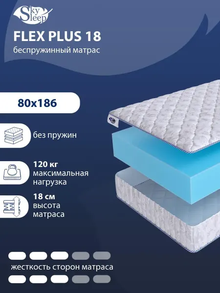 SkySleep Матрас 80x186 на кровать беспружинный ортопедический, рулон