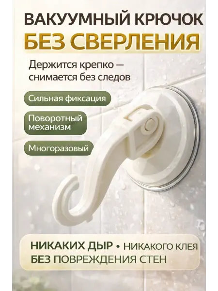SLTV Крючок на присоске настенный для ванной кухни без сверления