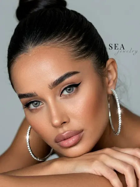SEA JEWELRY Серьги бижутерия кольца большие со стразами