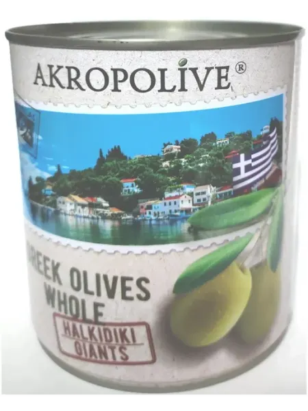 AKROPOLIVE Оливки греческие «Супергигант» с косточкой, 810 г