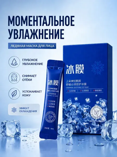 Конфеточка Маска для лица увлажняющая от отеков с церамидами в стиках