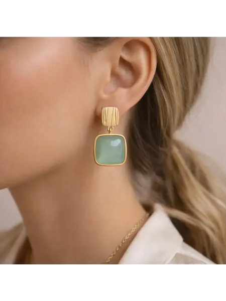 Серьги женские с зелёным камнем бижутерия на каждый