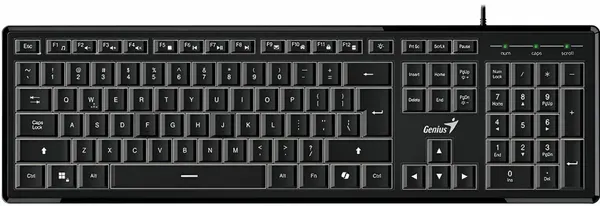 Клавиатура Genius SlimStar 820, тонкая, проводная, с подсветкой, черный