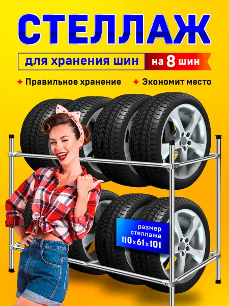 Стеллаж металлический для хранения автомобильных шин и колес