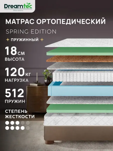Dreamtec Матрас 115х195 пружинный ортопедический