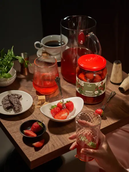Хопёрская Усадьба Домашний компот из клубники с мятой, 720 г