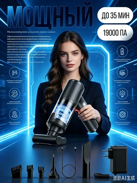 INVISIA Пылесос для автомобиля беспроводной мощный