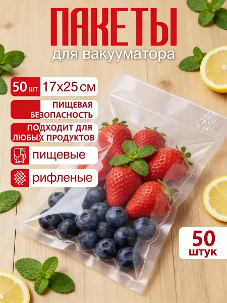 Пакеты для вакууматора продуктов набор 50 штук