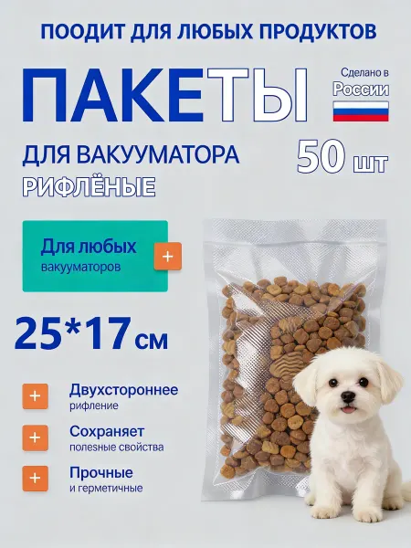 Пакеты для вакууматора продуктов набор 50 штук