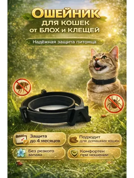 ВсёМаркет Антипаразитарный ошейник от блох для кошек и котят без запах…