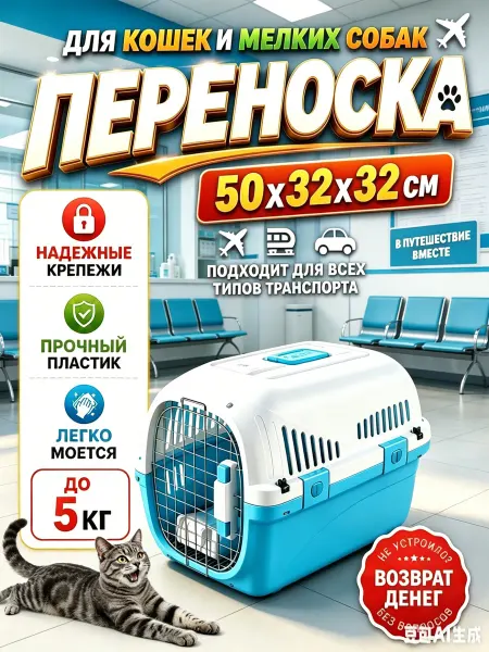 Пластиковая переноска для кота большая