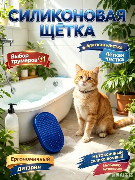 Силиконовая массажная щетка для кошек, линька уход