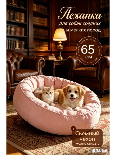 Мягкая плюшевая лежанка для собак средних пород