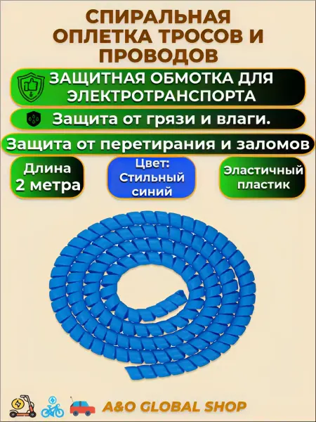 Оплетка спиральная защитная для проводов электросамоката 2м