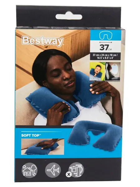 Подушка надувная BESTWAY флокированная, 37х24х10