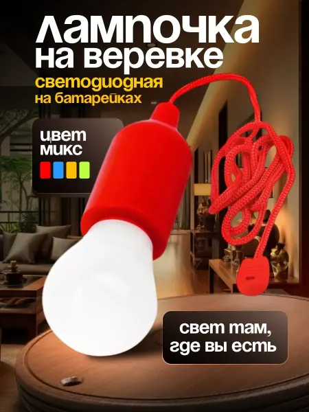 CostPrice LED лампочка на веревке и на батарейках 1 шт