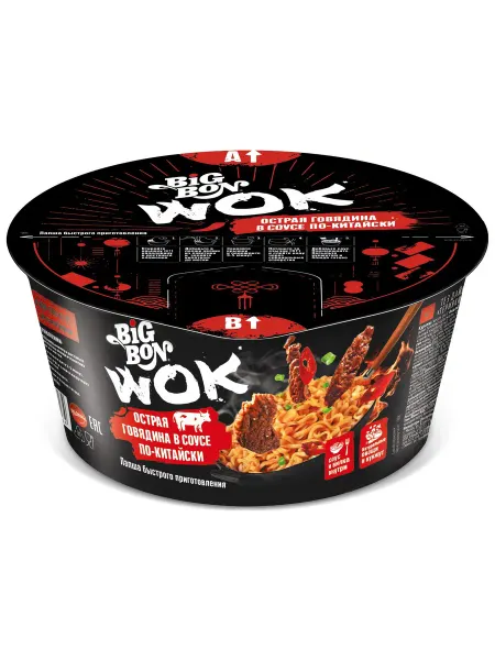 BIG BON Лапша говядина-китайский соус Wok, 85г