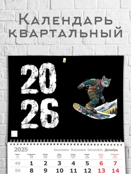 CherryPie Календарь 2026 настенный, сноубордист 8049