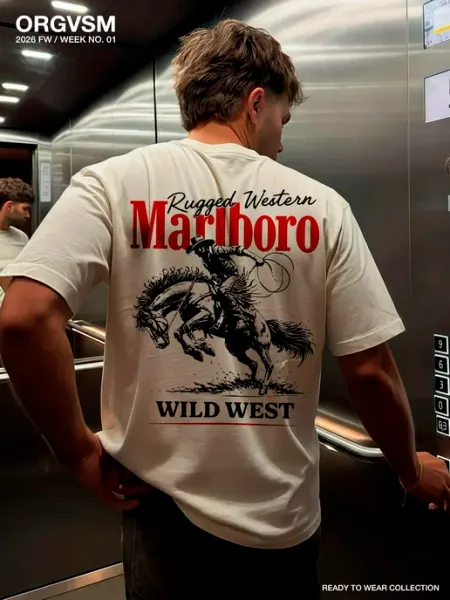 ORGVSM Футболка оверсайз с принтом у2к marlboro мальборо