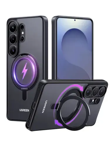 Защитный чехол для Samsung Galaxy S26 Ultra с магнитным кольцом-подставкой UGREEN CA335 (85812) Magnetic Ring Holder Case for Samsung S26 Ultra. Цвет: черный