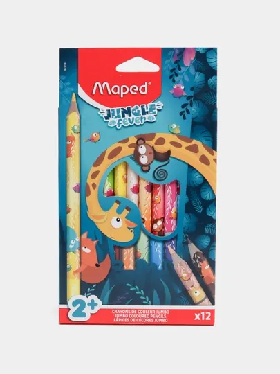 Цветные карандаши Jungle Fever Jumbo X12 Box Maped, 863700
