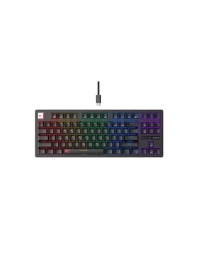 Механическая клавиатура Havit KB892L RGB, Blue Switch, 87 клавиш (TKL), USB-C