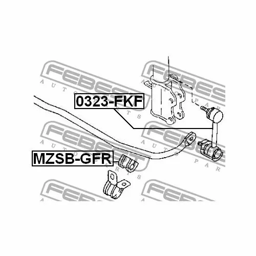 Втулка стабилизатора задняя левая правая для автомобиля Mazda, FEBEST MZSB-GFR (1 шт.)