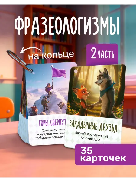 Выручалкин Набор карточек «Фразеологизмы» №2, 35 штук