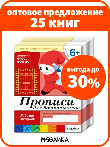 ОТ РОЖДЕНИЯ ДО ШКОЛЫ Набор рабочих тетради для детей прописи 6+