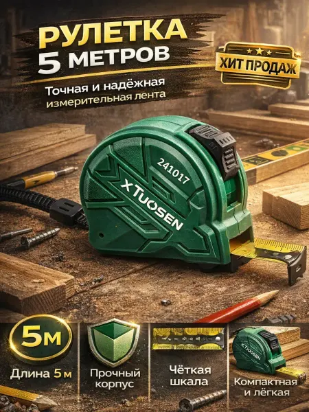 Bumblestar Рулетка измерительная 5 метров, строительная