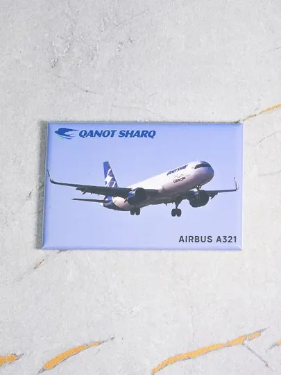 Фото магнит (авиасувенир), фото самолёта Airbus A321 Qanot Sharq, размер 8x5 см