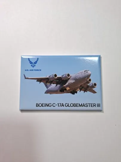 Фото магнит (авиасувенир), фото самолёта Boeing C-17 ВВС США US Air Force, размер 8x5 см