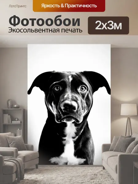 LotsPrints Фотообои "Животные в стиле логотип, черные." 2x3м