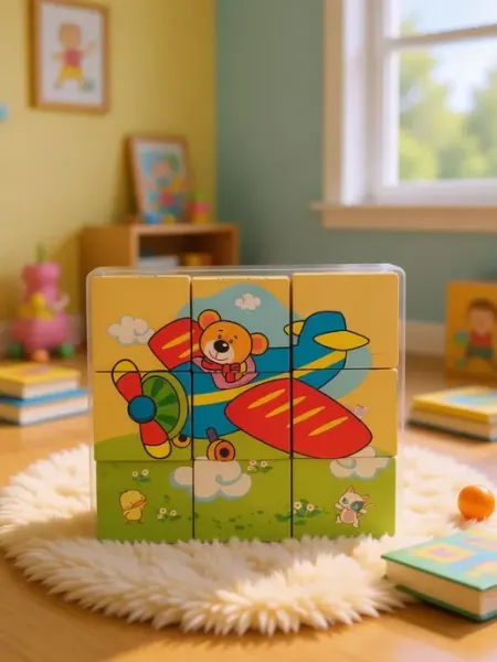 Игрокульт Кубики деревянные для малышей пазлы 9 деталей ферма