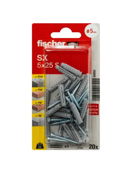 Дюбель fischer с шурупом 5x25 SX 20 шт 90892