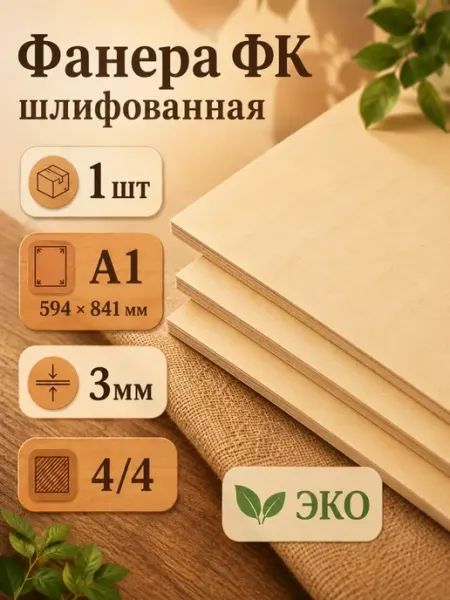 ВолгаФанерный Завод Фанера ФК А1 3 мм 1 лист Сорт 4 4 строительная Ш2