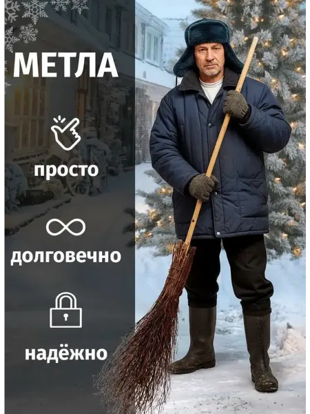Метла садовая черенок 1 м Сибирьковая