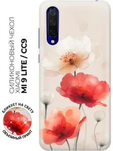 Силиконовый чехол на Xiaomi Mi 9 Lite / CC9 с принтом "Старинное маковое поле"