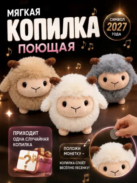 Мягкая поющая копилка Символ 2027 года, сюрприз